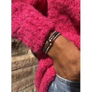 PULSERA PLATA HEMATITES Y NAILON
