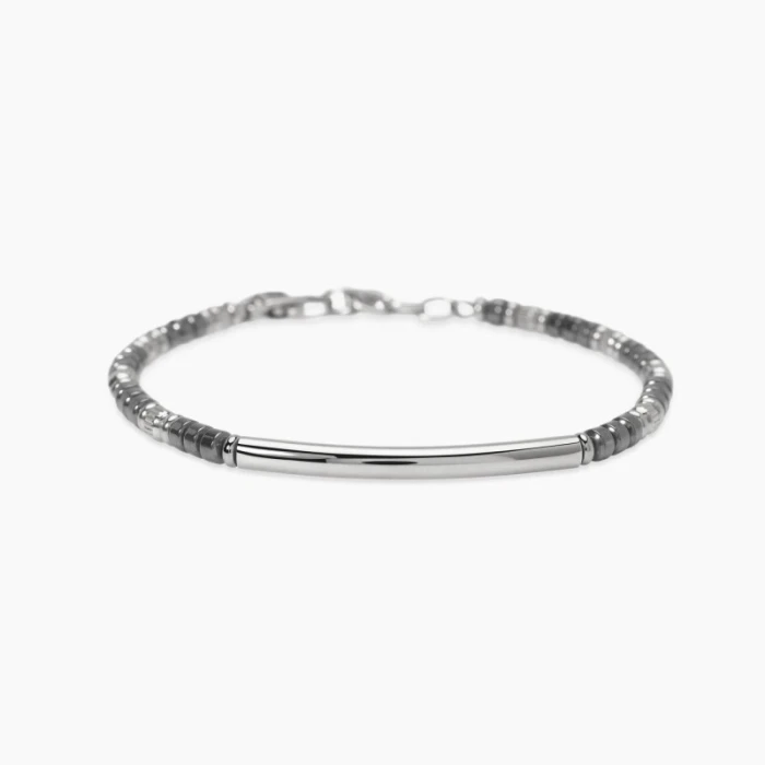 Pulsera de acero y hematita