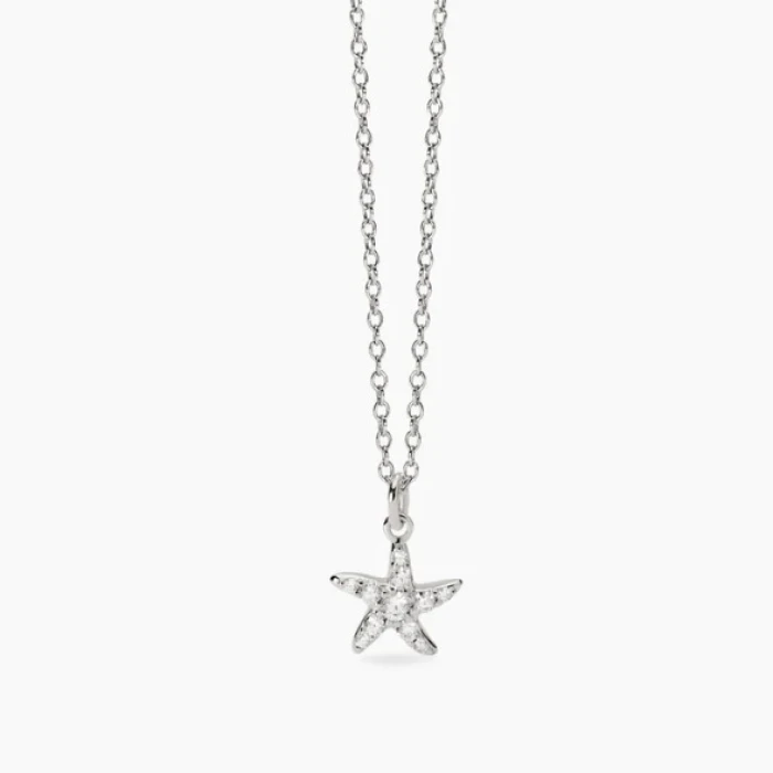 Gargantilla de plata con estrella de mar y circonita.