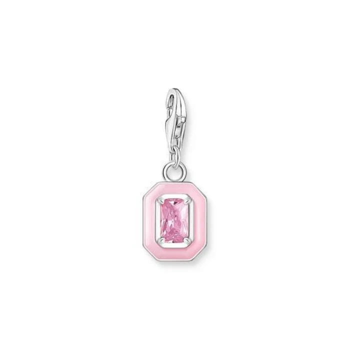 COLGANTE CHARM PIEDRA ROSA PLATA
