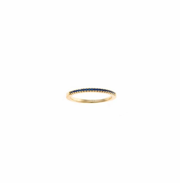 Anillo Salvatore Plata Baño Oro y Circonitas Azul Zafiro