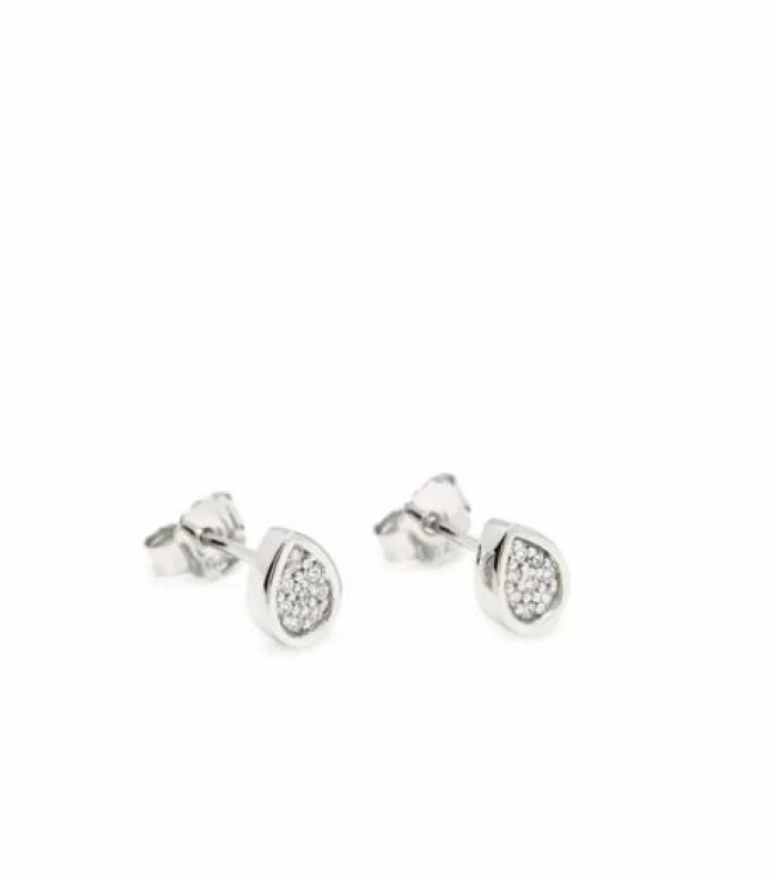Pendientes pequeños brillantes plata motivo gota