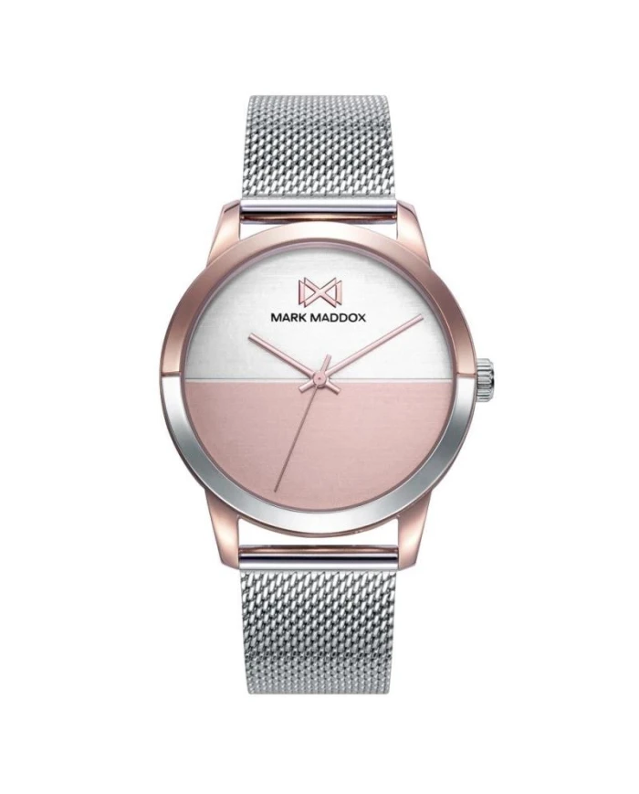 Reloj de Mujer Mark Maddox Catia tres agujas de acero con IP rosa y malla milanesa