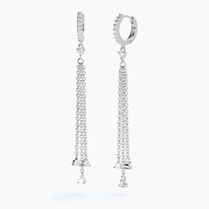 Pendientes de aro de plata con cadenas colgantesCHISPA - CHISPEAR