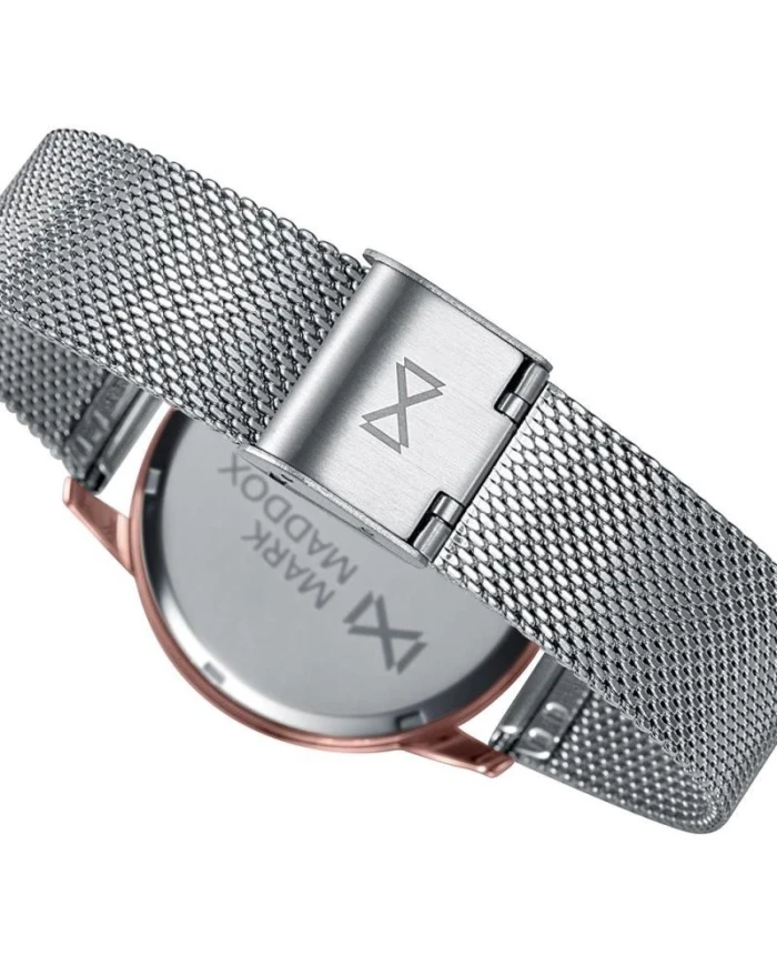 Reloj de Mujer Mark Maddox Catia tres agujas de acero con IP rosa y malla milanesa