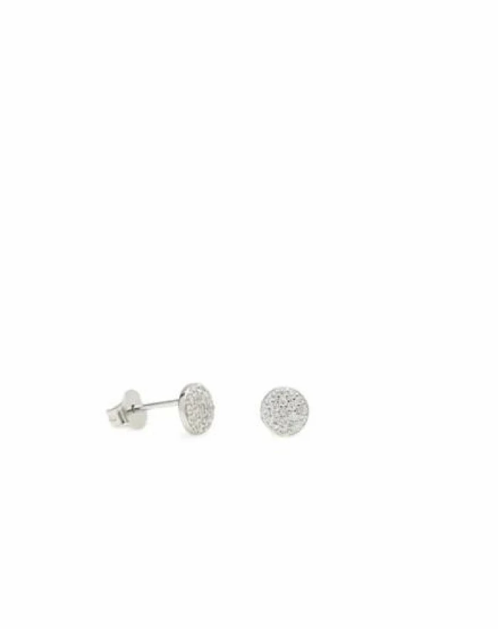 Pendientes pequeños brillantes plata motivo mini círculo