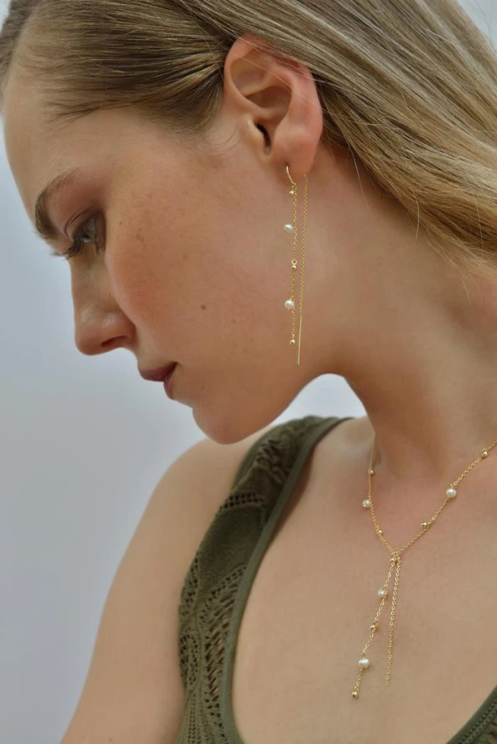 COLLAR PLATA RODIO CORBATERO PERLA DE AGUA DULCE