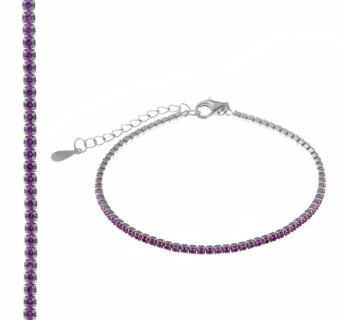 Pulsera Blink plata rodio circonitas brillantes rubi rosa 15+3cm
