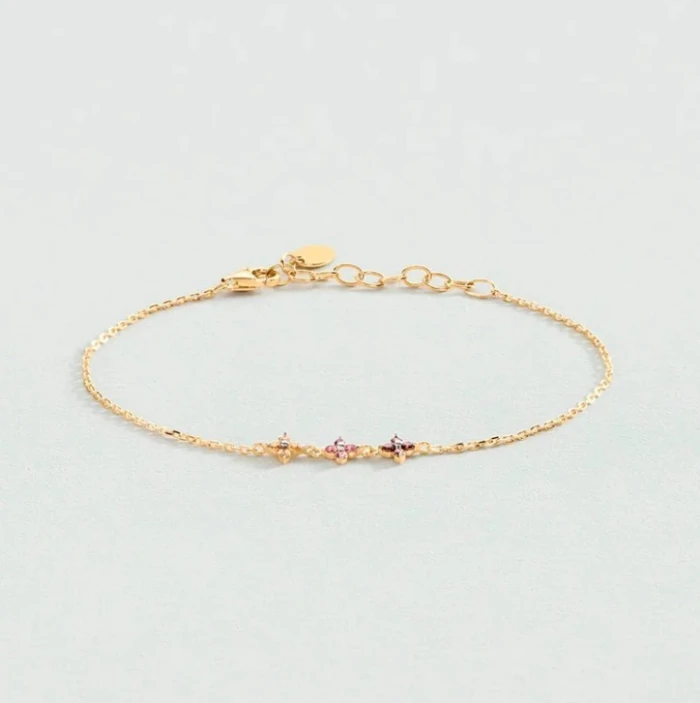 Pulsera Agatha Paris Baño Oro Y Flores