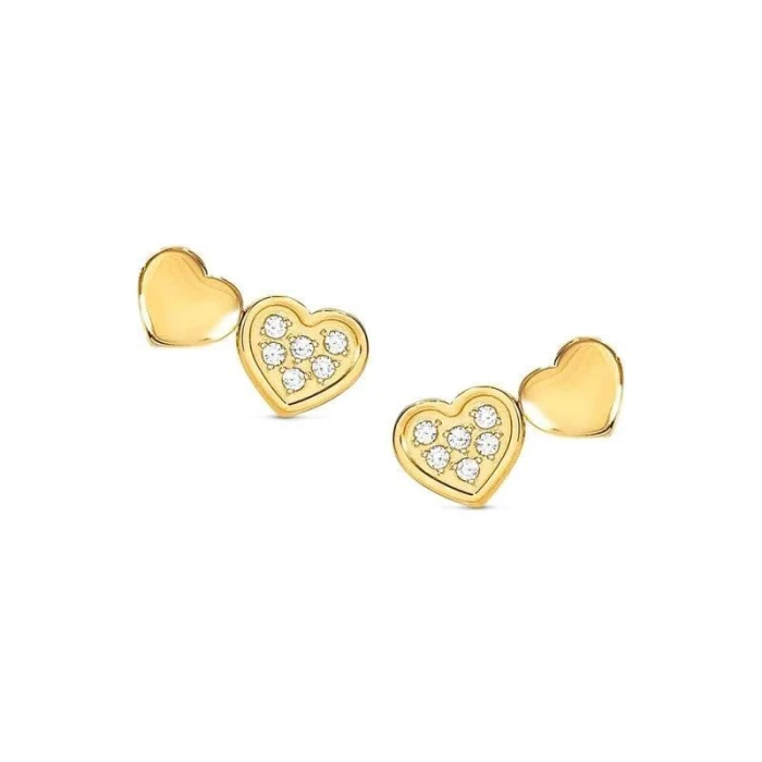 Pendientes Nomination Misstrendy Corazones Acero Inoxidable Baño Oro y Circonitas