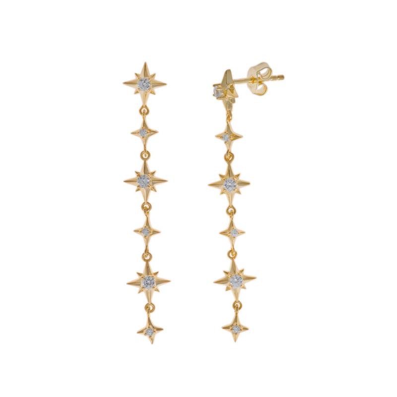 PENDIENTE PLATA CHAPADO DORADO TIRA ESTRELLAS POLARES