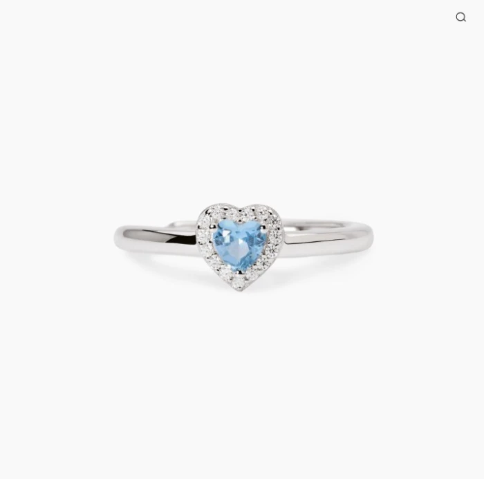 ANILLO CORAZOÓN AGUAMARINA