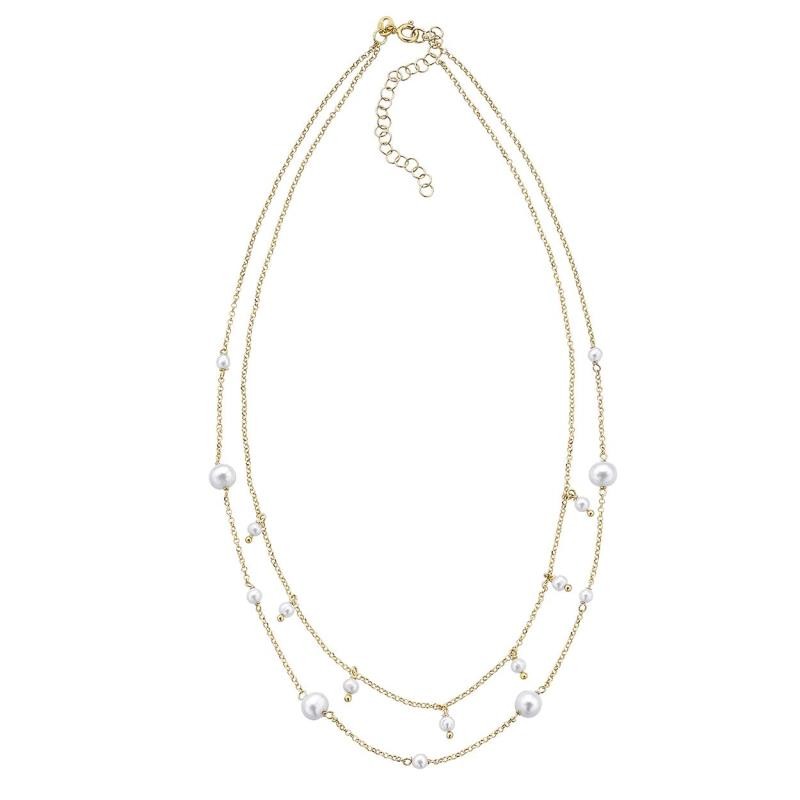 Gargantilla Durán Exquse realizada en plata 925 bañada en oro de la colección Pearl con perlas naturales