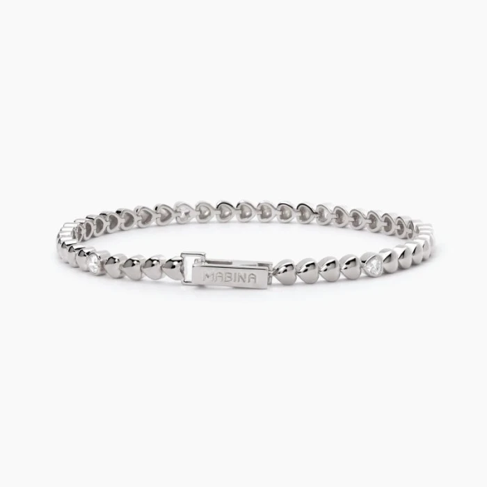 Pulsera de plata con corazones.PENSAMIENTO MARAVILLOSO