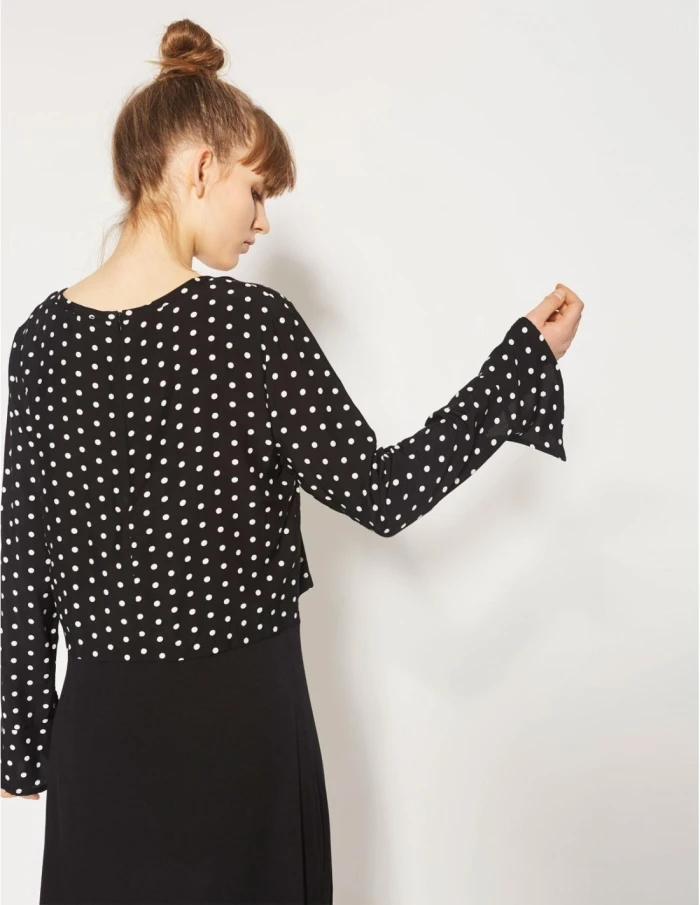 Yerse Vestido doble capa topos