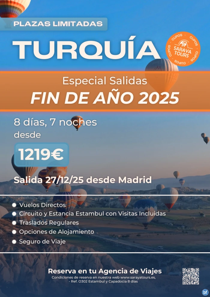  Fin de año 2025 TURQUÍA 8 días. Vuelos directos