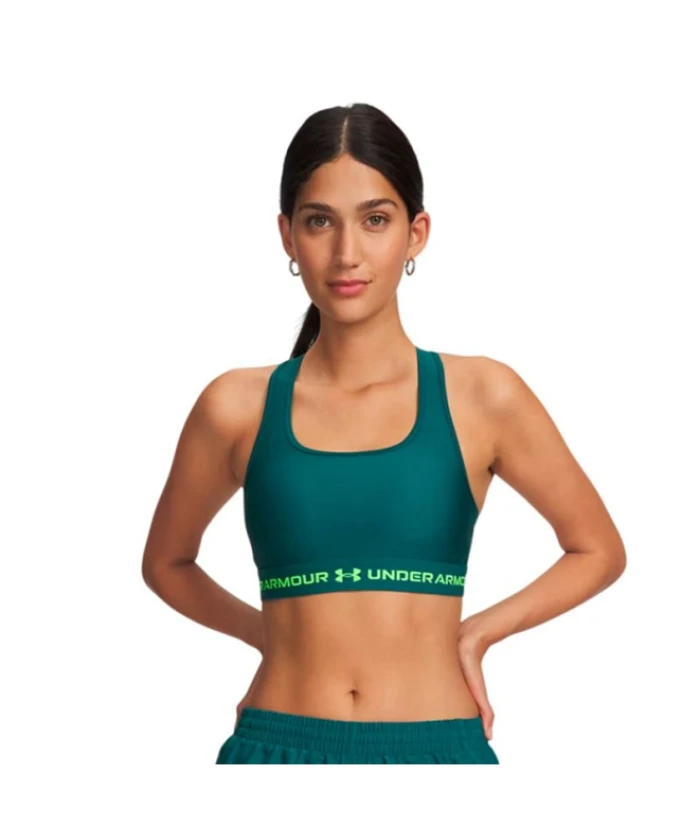 Sujetador Deportivo de Fitness Under Armour Crossback Mid Bra Mujer Verde