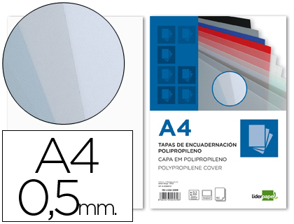 Tapa enquadernació liderpaper polipropilè a4 0.5mm incolor translúcides paquet de 100 unitats